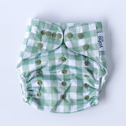 Basil Plaid 🌿 Reusable Cloth Nappy + Bamboo Terry Insert