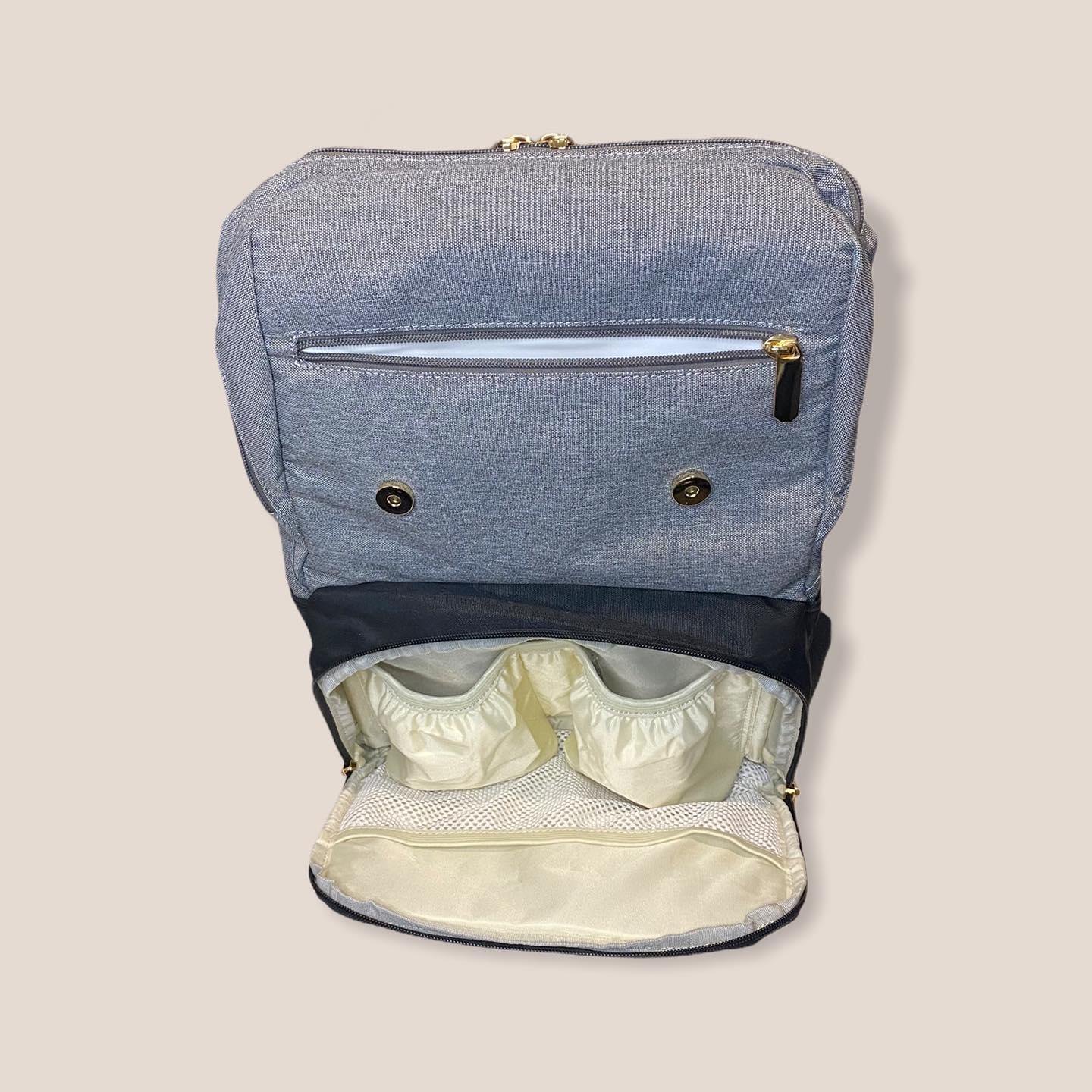 interior view of the Luxe Nappy Backpack for babies gear