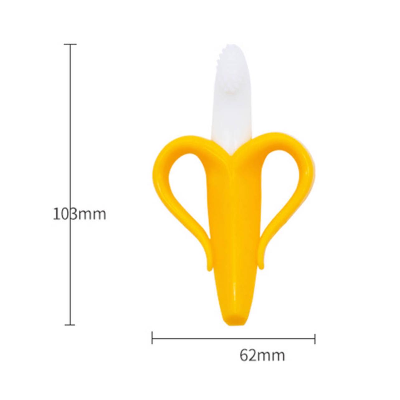 Banana shaped silicone molar teether with handles perfect for teething babies
