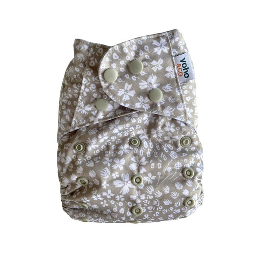 Yoho Baby & co. Reusable Classic Cotton Cloth Nappy NZ - Lilly Meadow Print