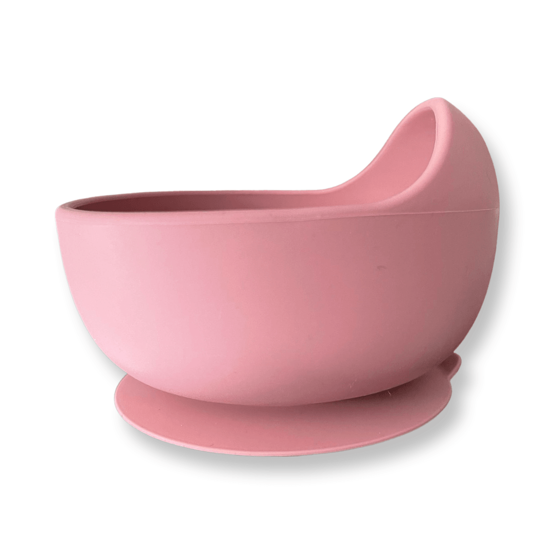 Yoho Baby & co. Silicone baby feeding bowl with super strong suction to prevent spillage. Dark pink