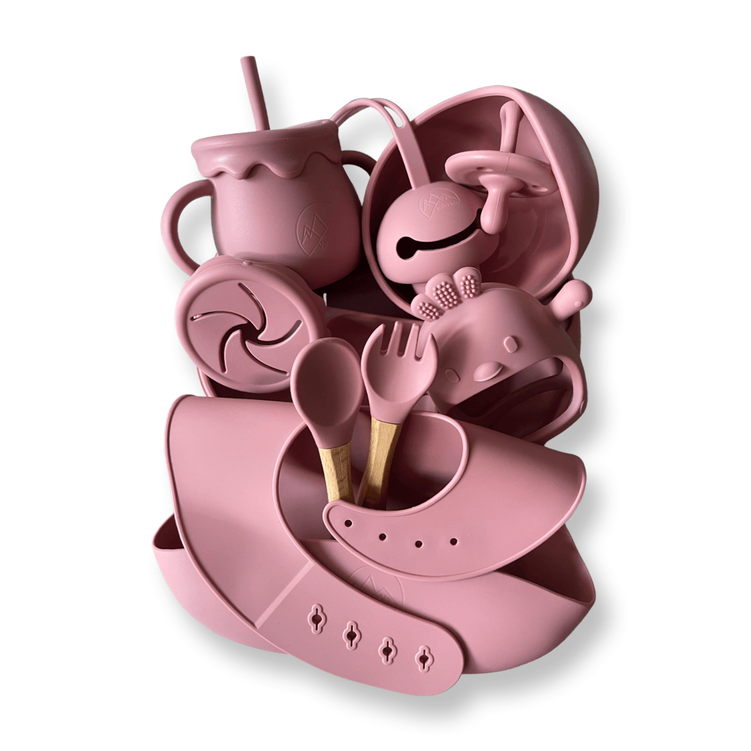 Yoho Baby & co. Premium food safe silicone baby feeding set - dusty pink