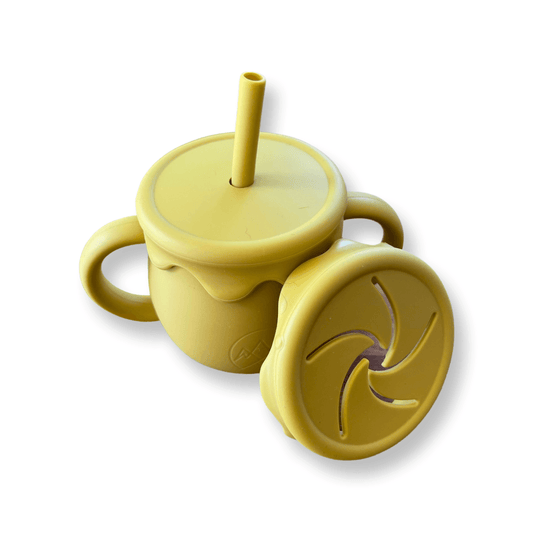 Yoho Baby & co. Mango silicone sippy cup that also turns into a snack cup