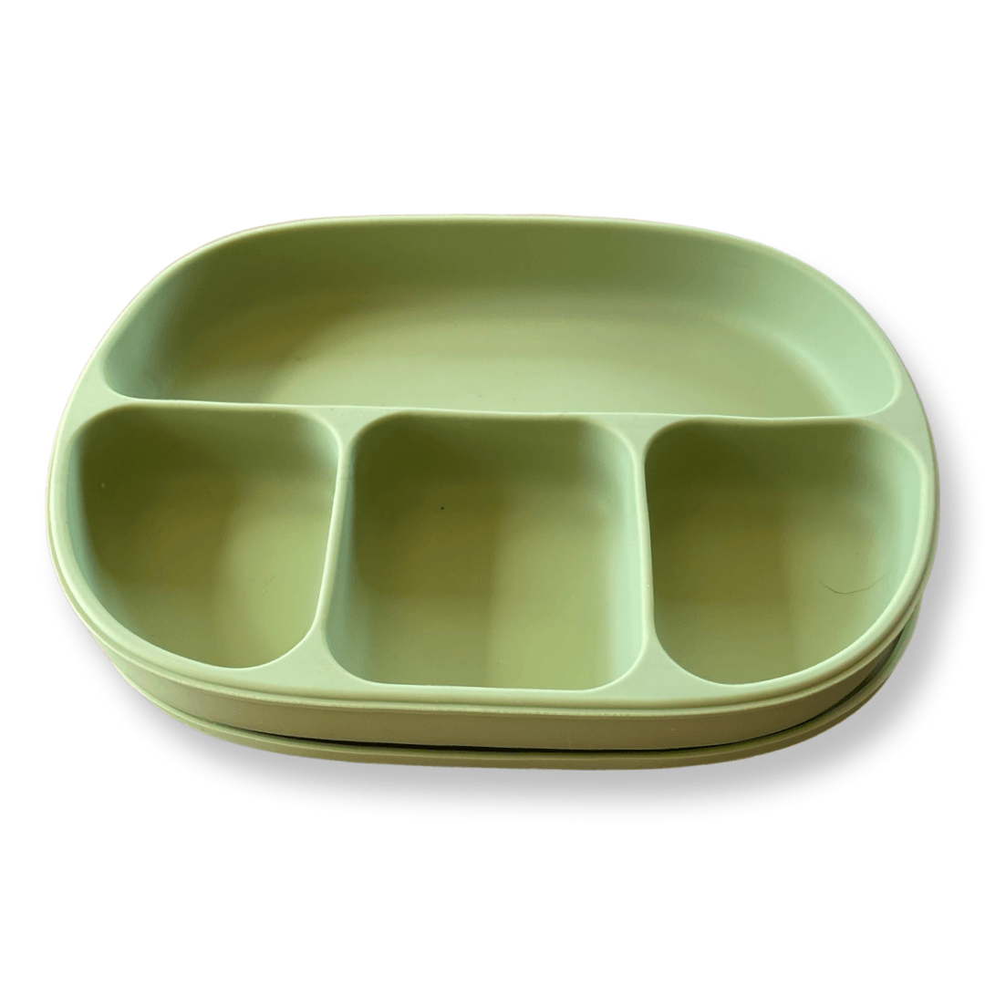 Yoho Baby & co. 4 compartment silicone feeding bowl with lid - olive
