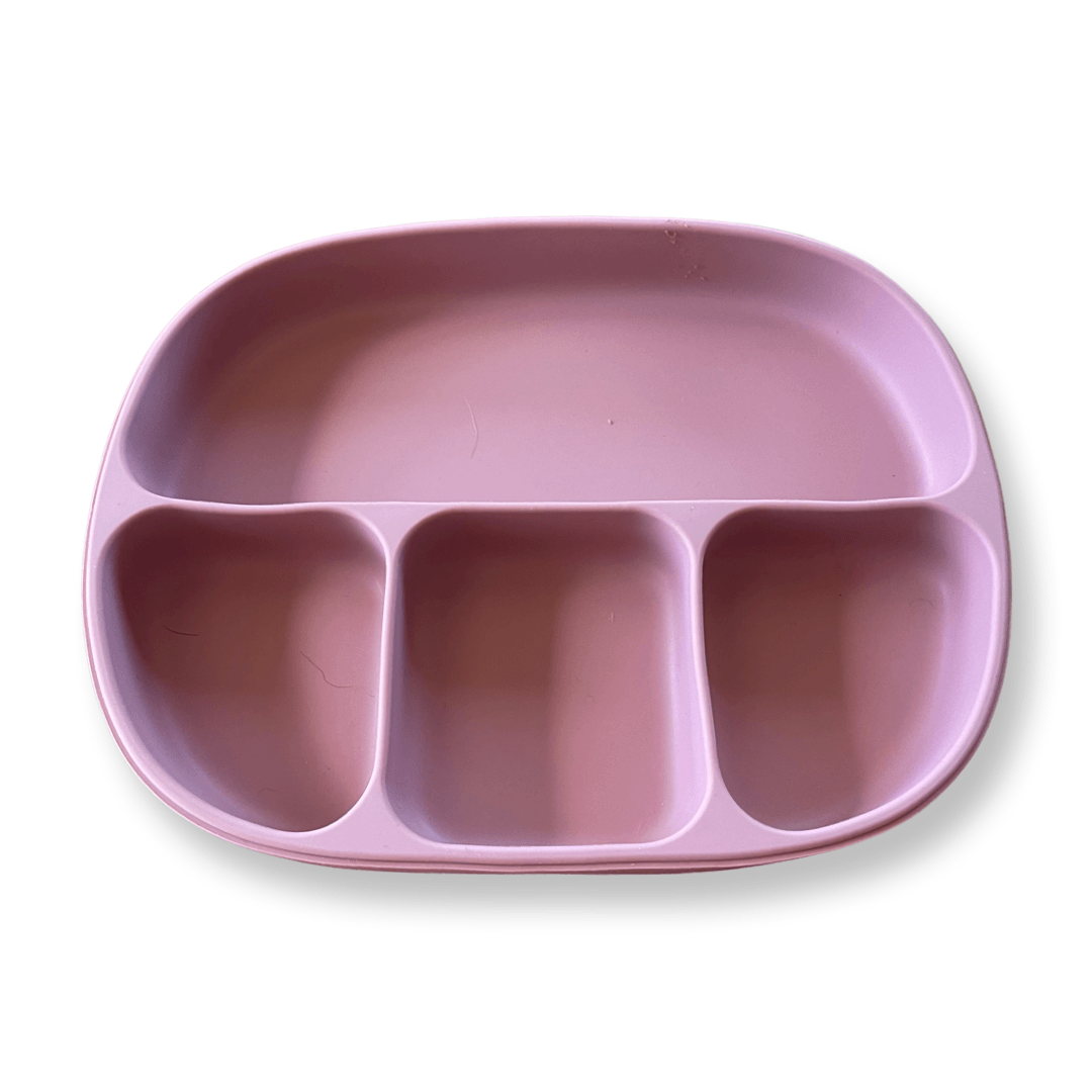 Yoho Baby & co. Silicone 4 compartment baby feeding plate - dark pink