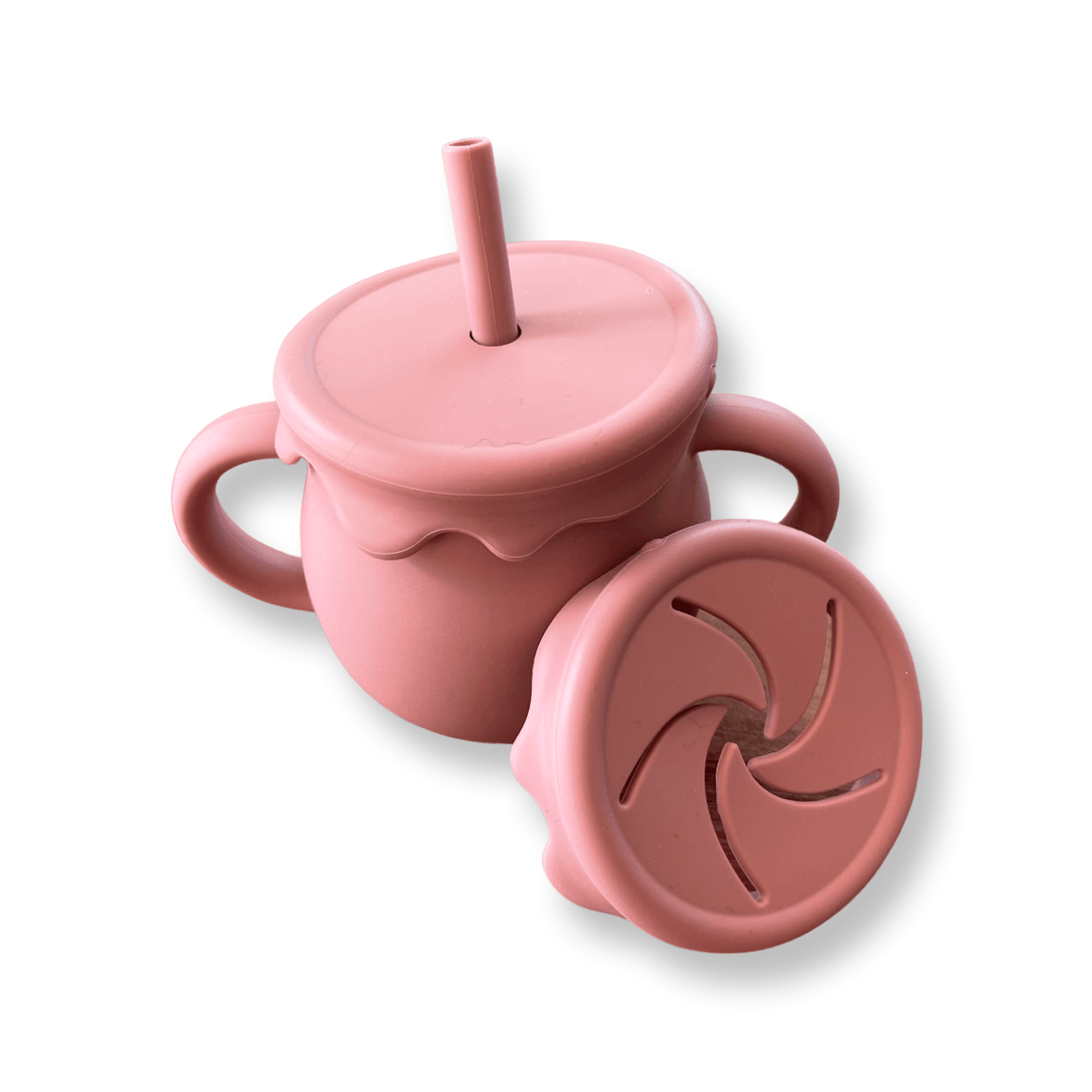Yoho Baby and co. Silicone sippy cup which can become a snacky cup by changing the lids out