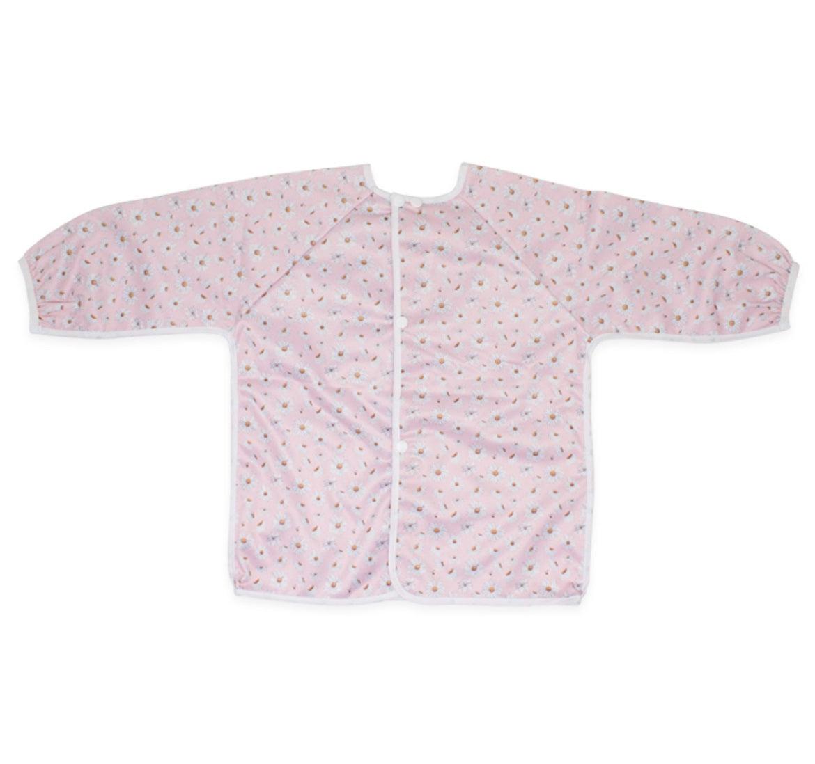 Yoho Baby & co. Toddler sleeved bib perfect for mealtimes and messy play. Pink Daisies Designer Print