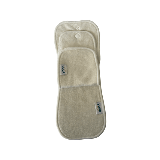 Yoho Baby & co. Reusable Cloth Nappy Inserts NZ. Super soft, mega thirsty & absorbent Luxe Bamboo Terry Booster Set