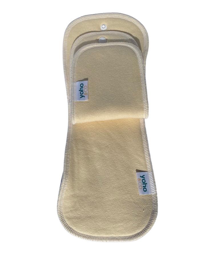 Yoho Baby & co. Reusable Cloth Nappy Inserts NZ. Super soft, mega thirsty & absorbent Hemp & Cotton Booster Set