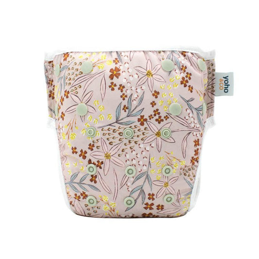 Yoho Baby & co. The best reusable cloth swim nappy NZ. Meadow Print