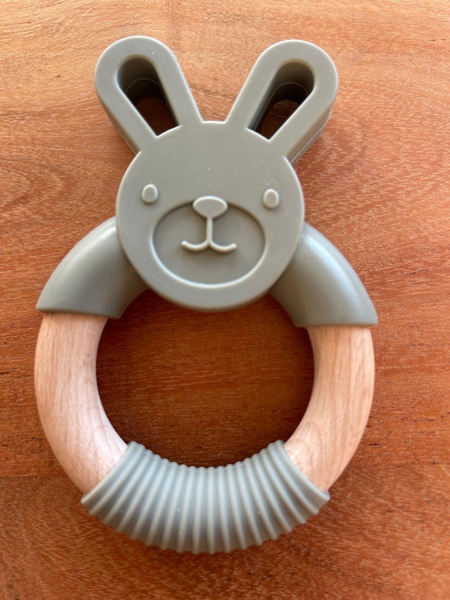 Yoho Baby & co. Silicone Teething Ring - cute rabbit, sage green